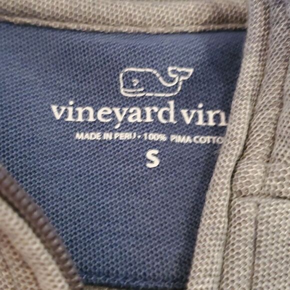 VINEYARD VINES GRAY BLUE QUARTER ZIP MEN'S SIZE SMALL PIMA PIQUE COTTON PREPPY - Picture 2 of 6